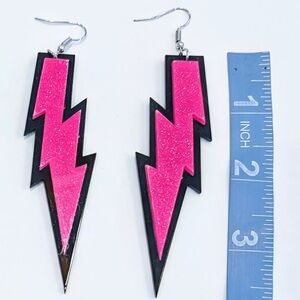 Pink Lightning Bolt Earrings